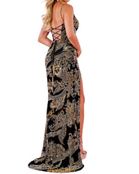 Rachel Allan - Stretch Tulle Tonal Beading Prom Dress - black - clothing - dresses