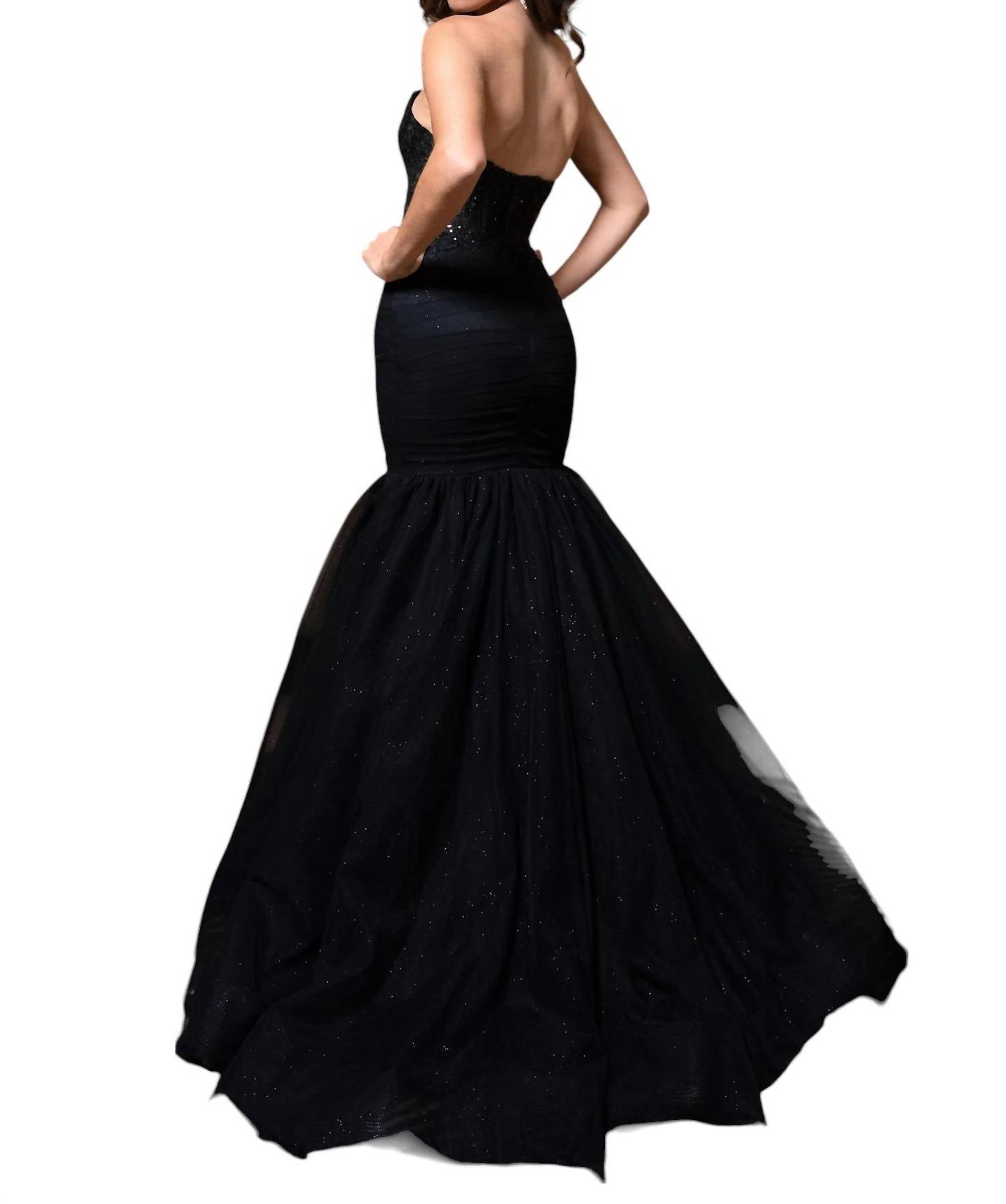 Rachel Allan - Structured Bodice Mermaid Prom Dress - black - clothing - dresses