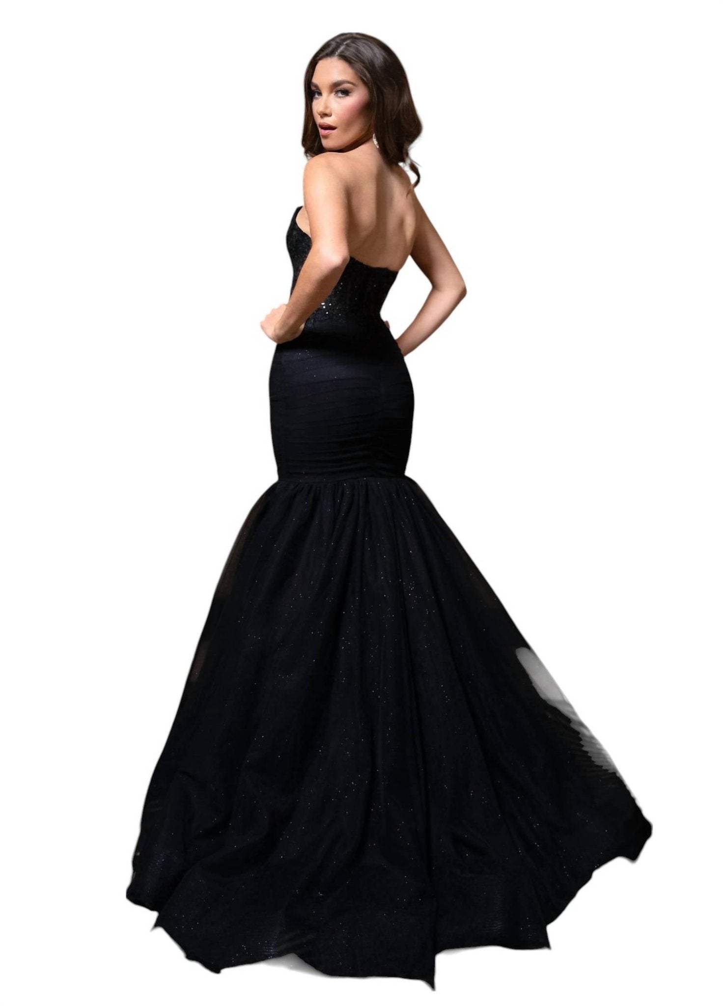 Rachel Allan - Structured Bodice Mermaid Prom Dress - black - clothing - dresses