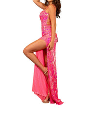 Rachel Allan - Swirl Motif Prom Dress - clothing - dresses - patterned