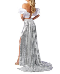 Rachel Allan - Two - piece Bubble Sleeve Prom Dress - clothing - dresses - patterned