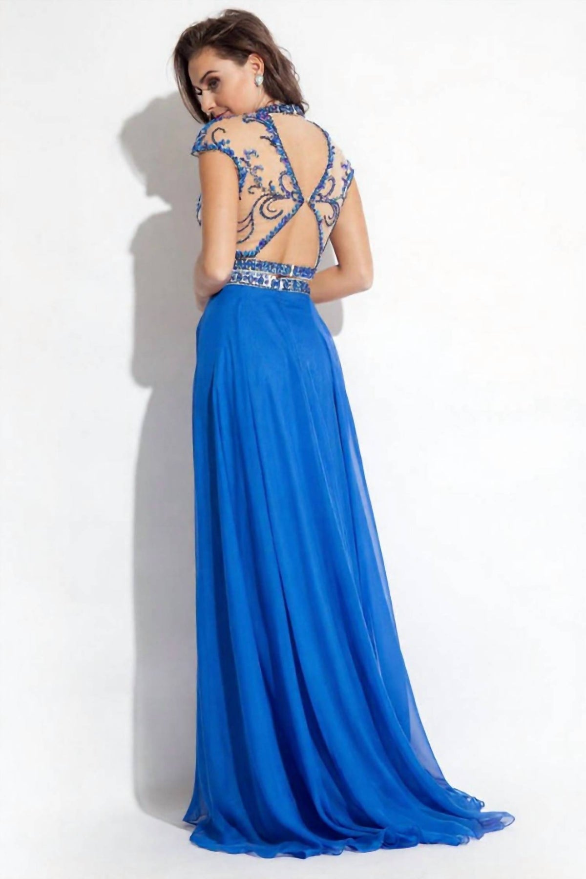 Rachel Allan - Two-piece Embellished Chiffon Gown