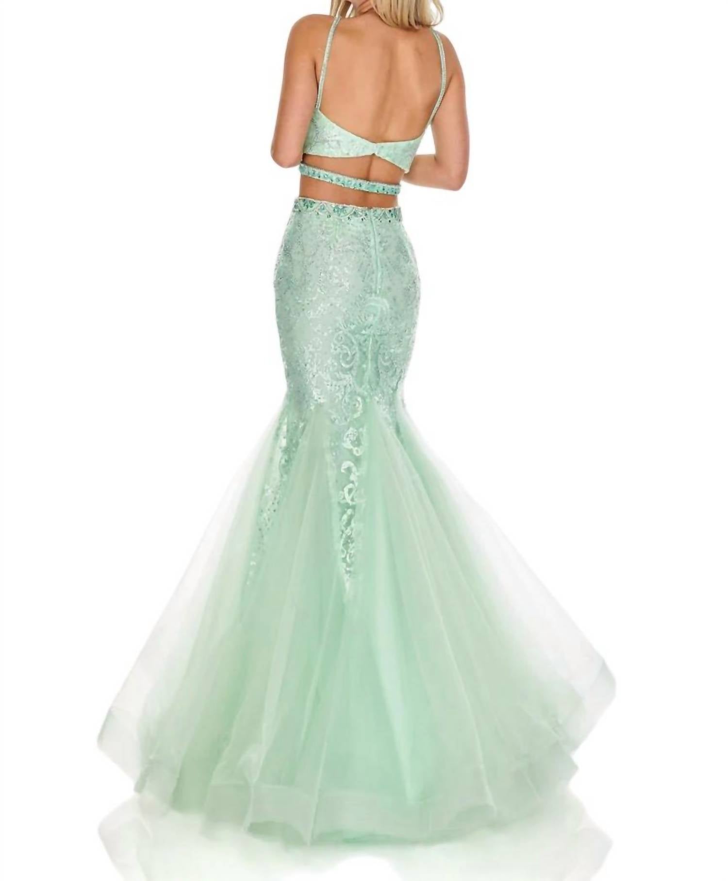 Rachel Allan - Two - piece Glittering Prom Dress - clothing - dresses - green