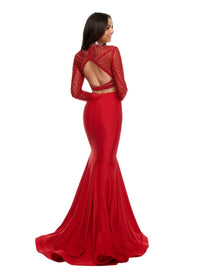 Rachel Allan - Two - piece Long Sleeve Prom Dress - clothing - dresses - patterned