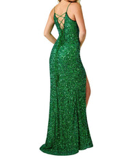 Rachel Allan - V - neck Fitted Long Prom Dress - clothing - dresses - green