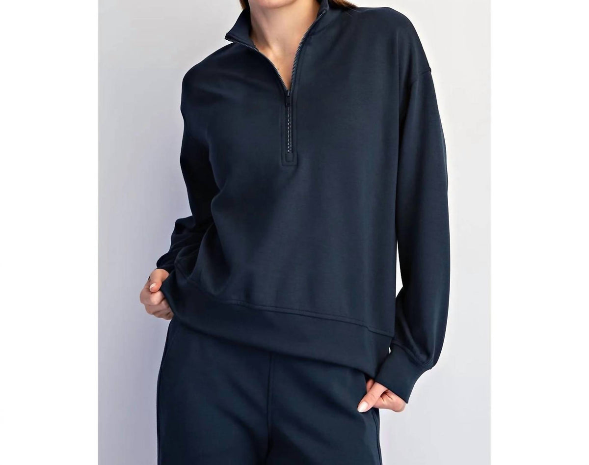 Rae Mode - Modal Scuba Quarter Zip Long Sleeve Top