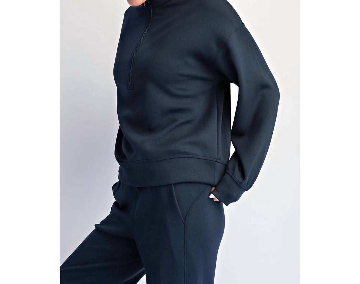 Rae Mode - Modal Scuba Quarter Zip Long Sleeve Top