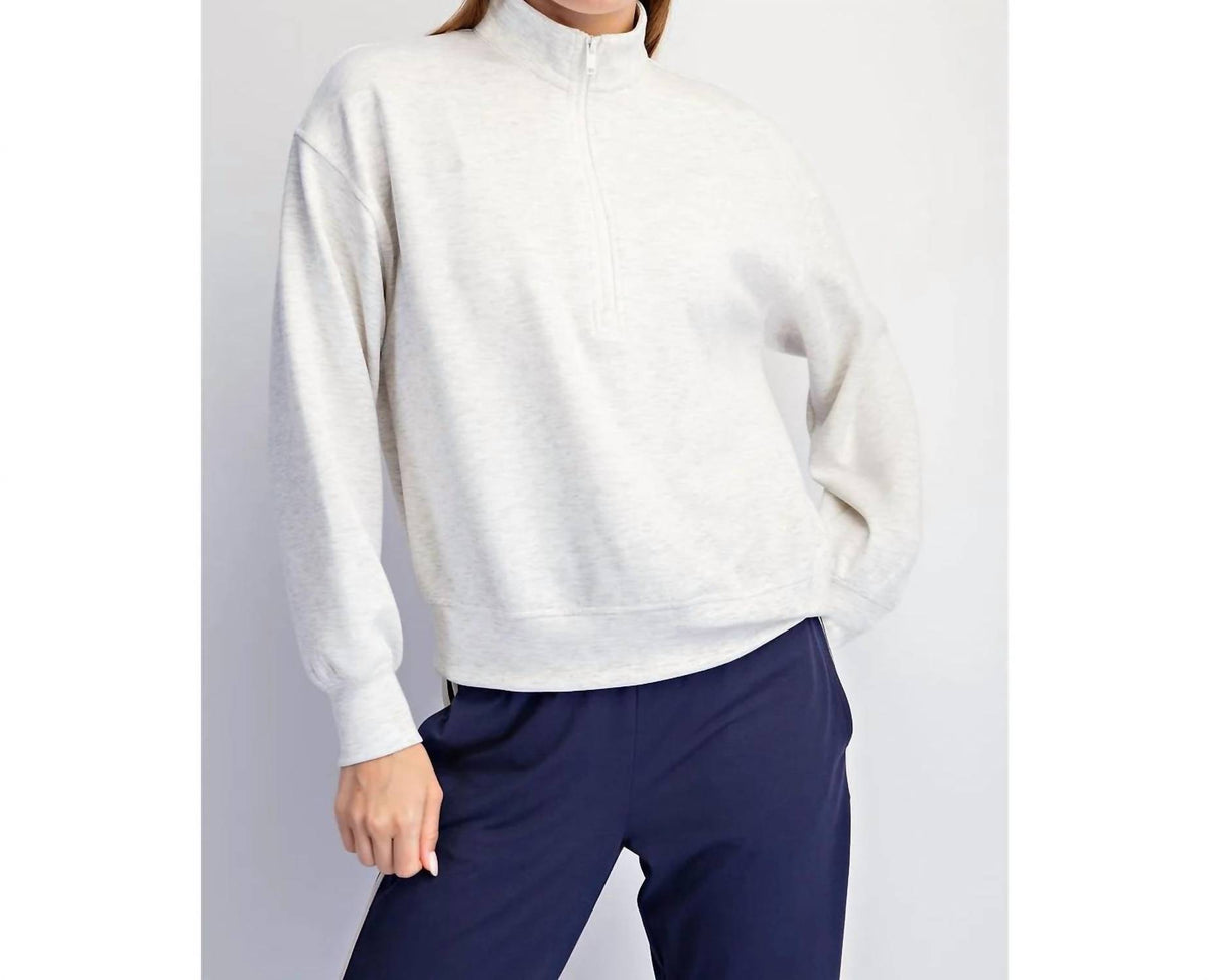Rae Mode - Modal Scuba Quarter Zip Long Sleeve Top