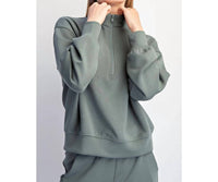 Rae Mode - Modal Scuba Quarter Zip Long Sleeve Top