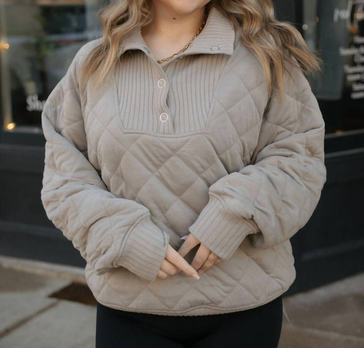 Rae Mode - Quilted Snap Pullover