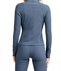 Rae Mode - Ribbed Long Sleeve Zip Up Jacket