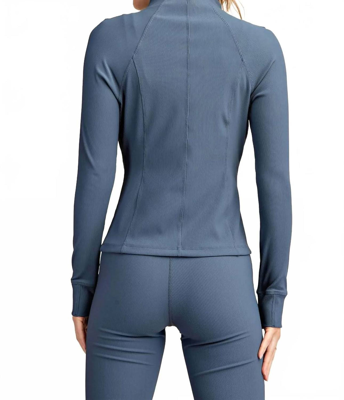 Rae Mode - Ribbed Long Sleeve Zip Up Jacket