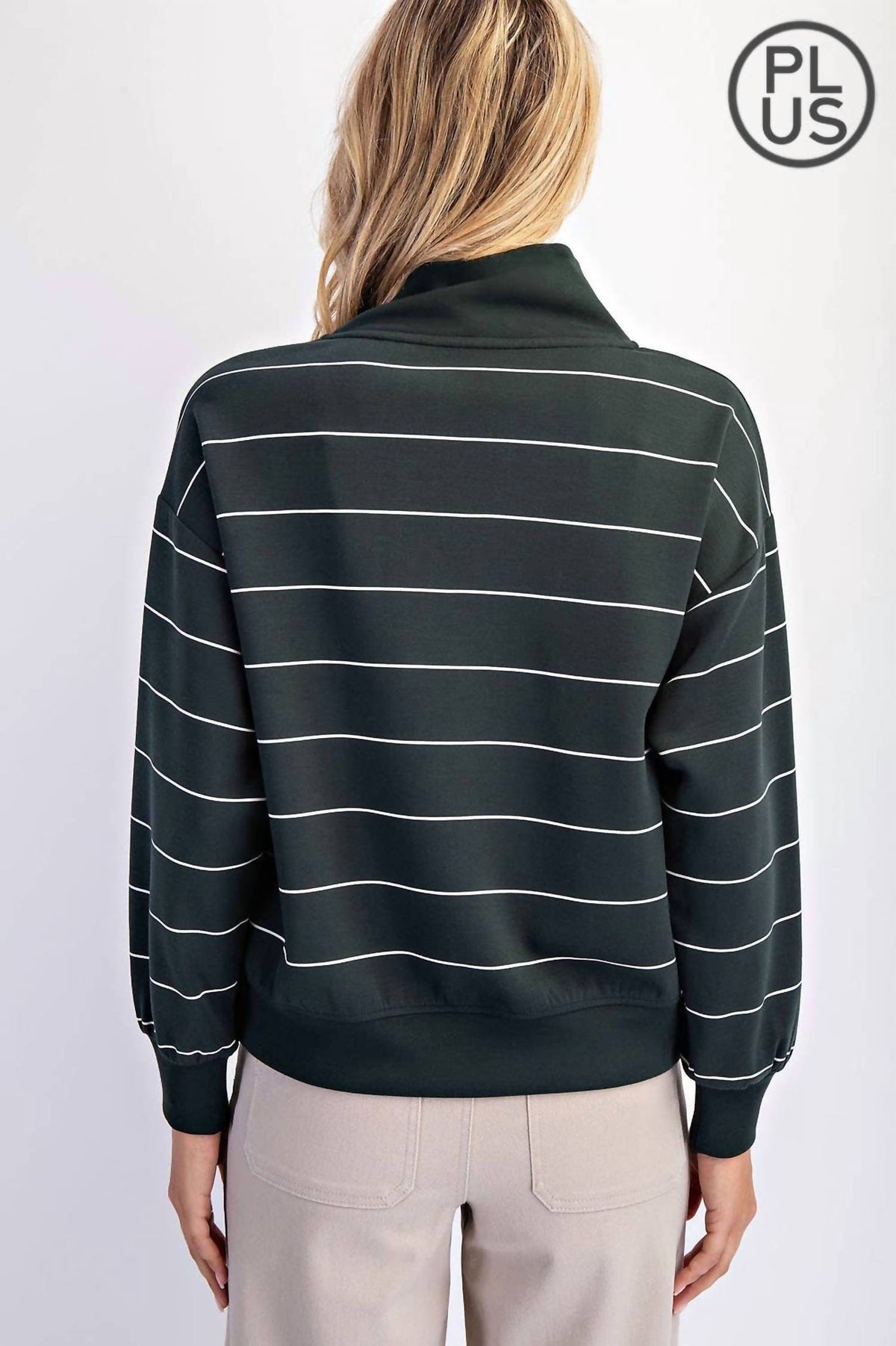 Rae Mode - Scuba Stripe V-neck Jacket - Plus