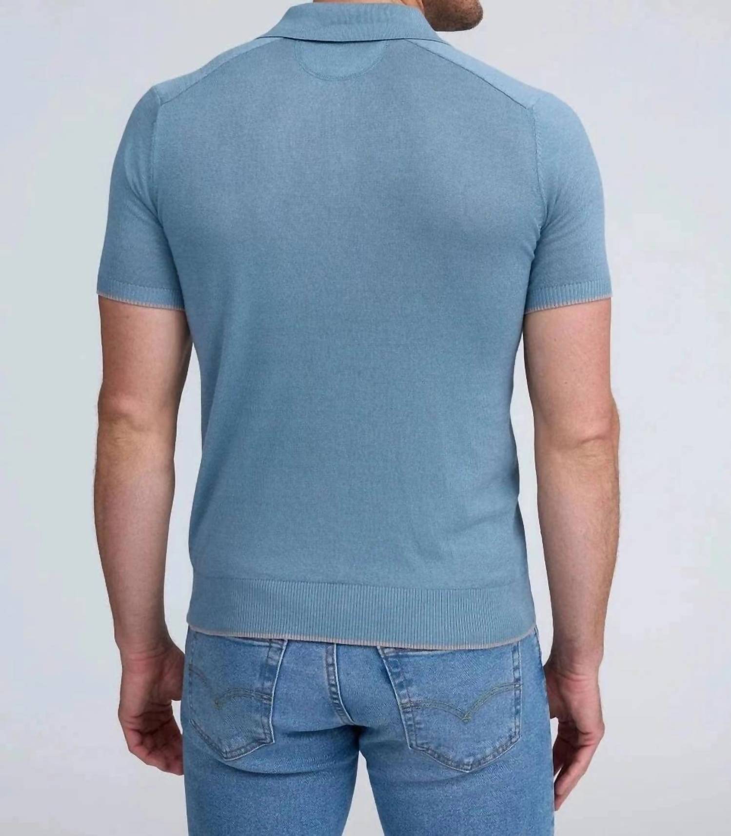 Raffi - Men's Short Sleeve Cotton/modal Polo - blue - clothing - cotton - blend