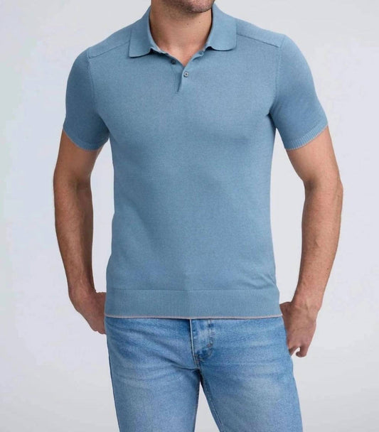 Raffi - Men's Short Sleeve Cotton/modal Polo - blue - clothing - cotton - blend