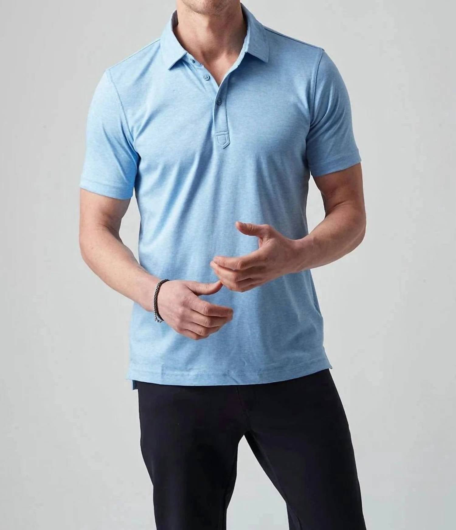 Raffi - Men's Short Sleeve Polo Shirt - blue - clothing - cotton