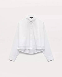 Rag & Bone - Beatrice Cropped Poplin Organza Shirt - blouses - clothing - cotton