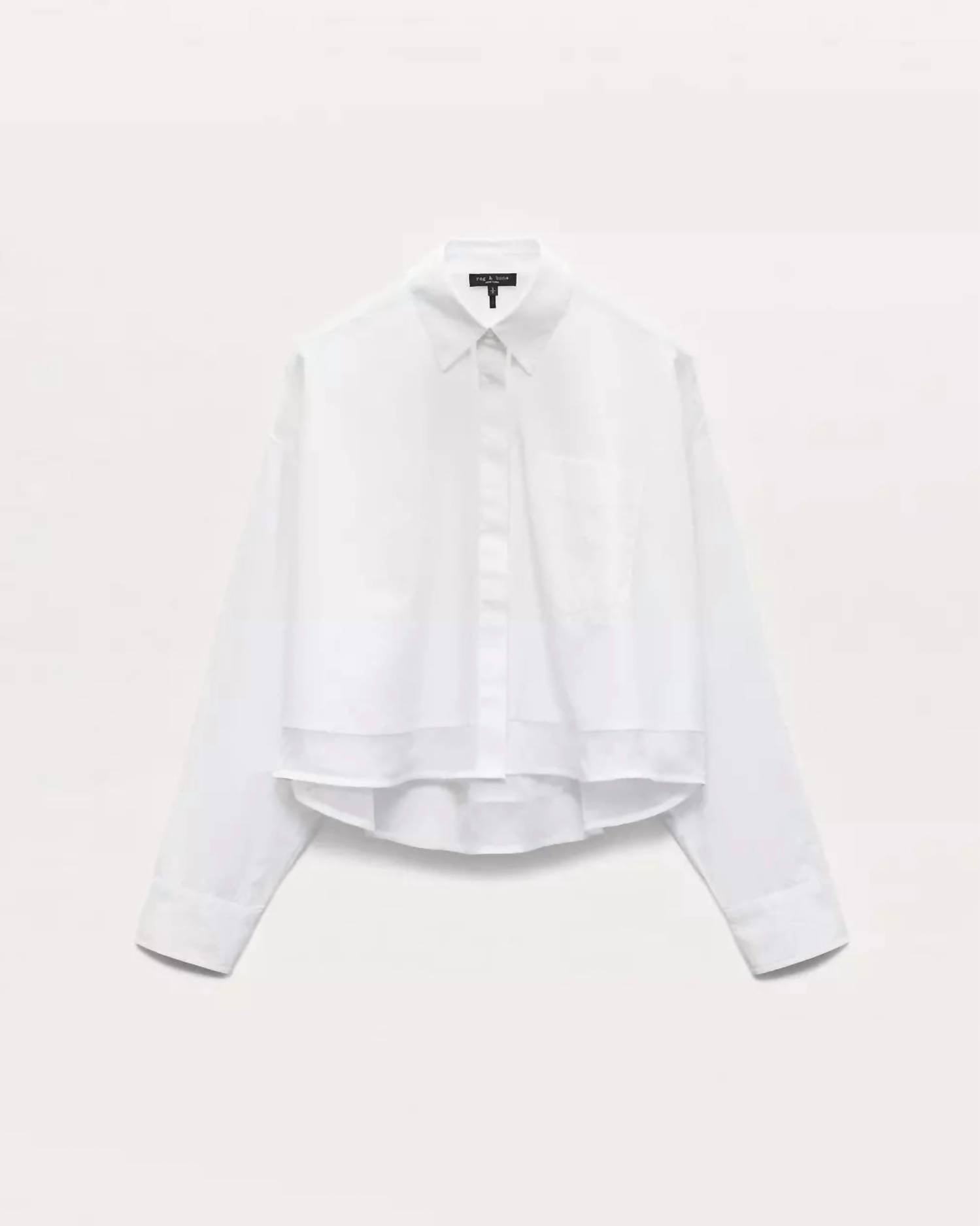 Rag & Bone - Beatrice Cropped Poplin Organza Shirt - blouses - clothing - cotton