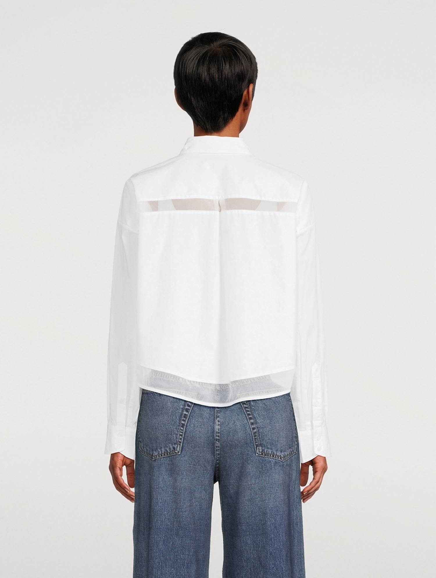 Rag & Bone - Beatrice Cropped Poplin Organza Shirt - blouses - clothing - cotton