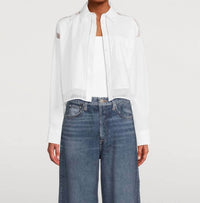 Rag & Bone - Beatrice Cropped Poplin Organza Shirt - blouses - clothing - cotton