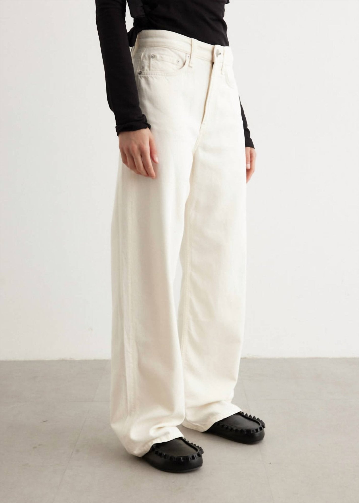 Rag & Bone - Featherweight Logan Mid Rise Wide Leg Jean - clothing - cotton - blend - flare