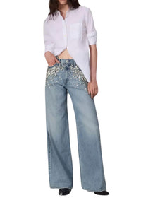 Rag & Bone - Featherweight Sofie Wide - leg Jean - blue - clothing - cotton - blend