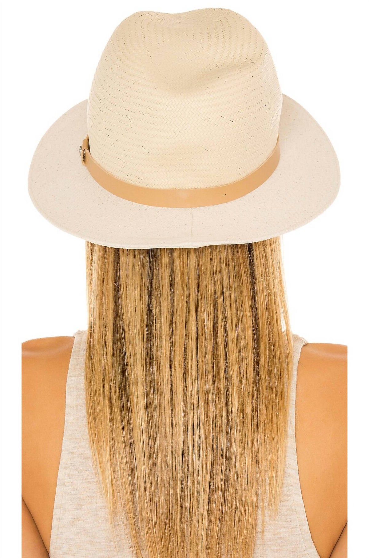 Rag & Bone - Women's Fedorah Brim Leather Trim Straw Hat