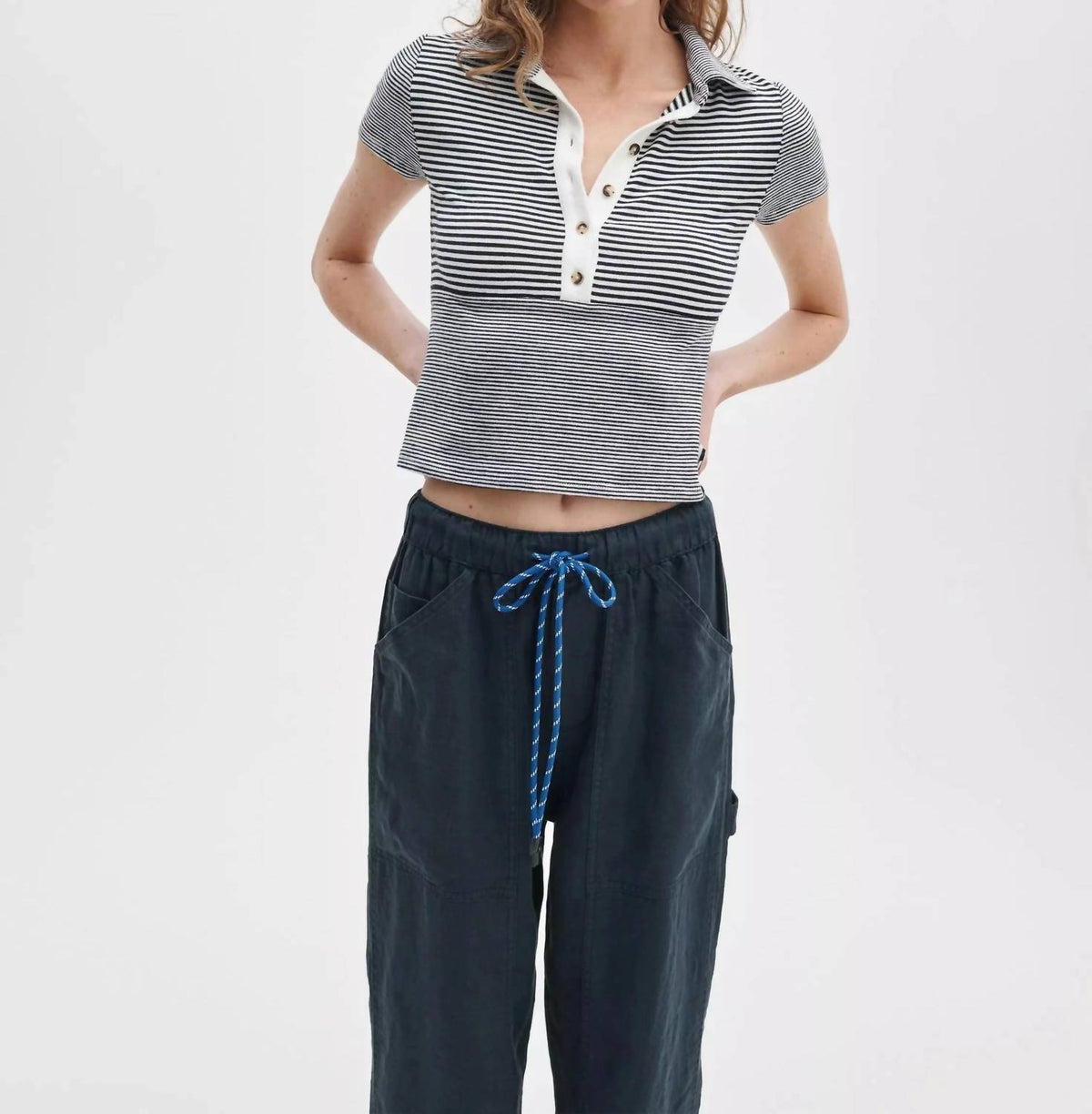 Rag & Bone - Knit Button Stripe Polo Tee