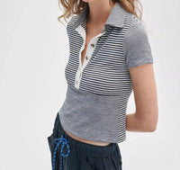 Rag & Bone - Knit Button Stripe Polo Tee