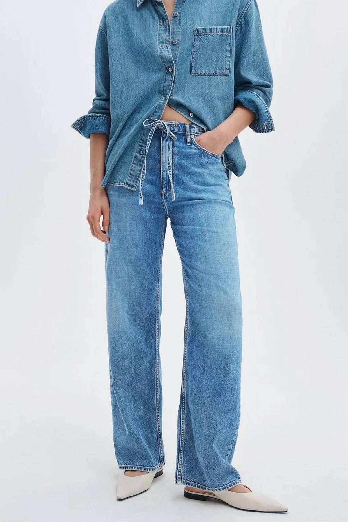 Rag & Bone - Phoebe Drawstring Wide Jeans