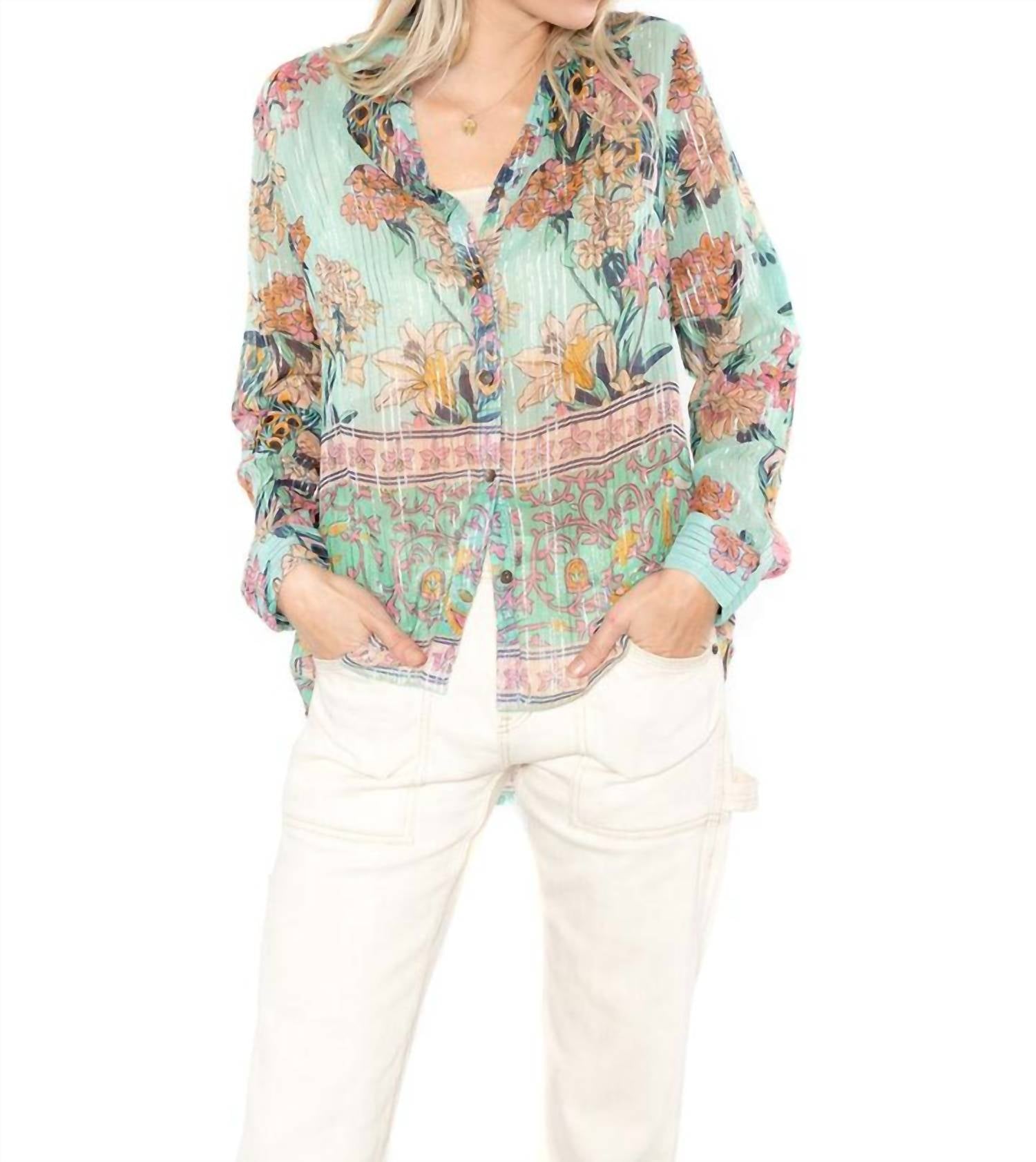 Raga - Botanic Button Down Shirt - blue - button - down - shirts - clothing