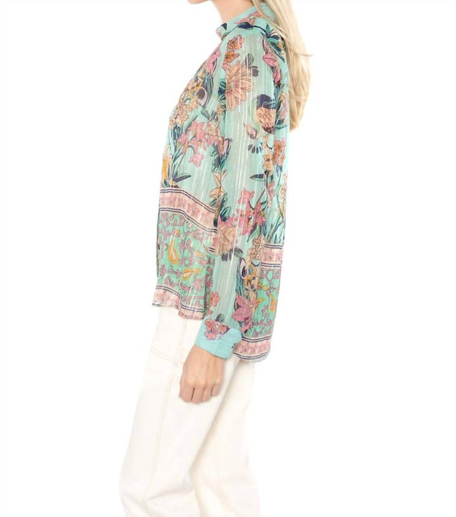 Raga - Botanic Button Down Shirt - blue - button - down - shirts - clothing