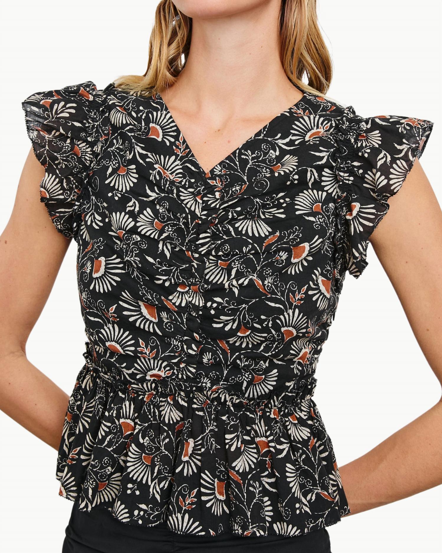 Rails - Cali Flutter Sleeves Top - black - blouses - clothing