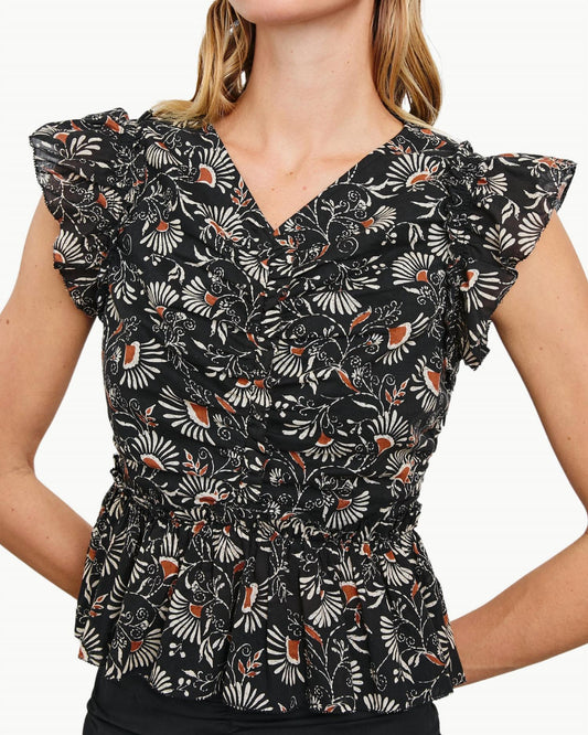 Rails - Cali Flutter Sleeves Top - black - blouses - clothing