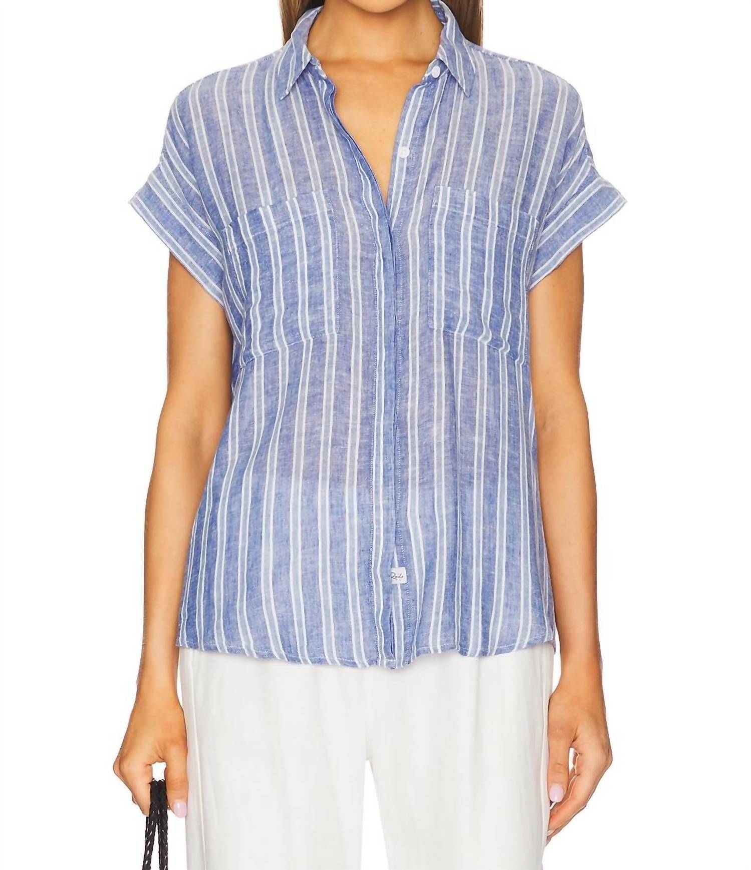 Rails - Linen Shirt With Cito Collar - blue - button - down - shirts - clothing