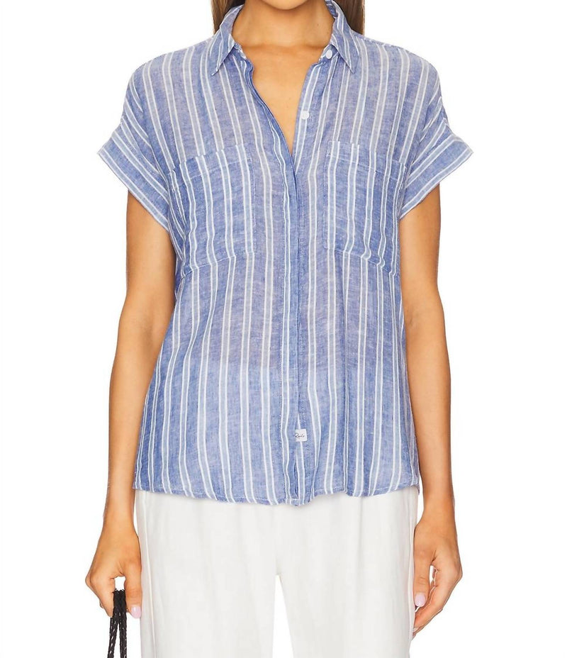 Rails - Linen Shirt With Cito Collar - blue - button - down - shirts - clothing