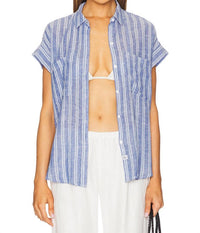 Rails - Linen Shirt With Cito Collar - blue - button - down - shirts - clothing