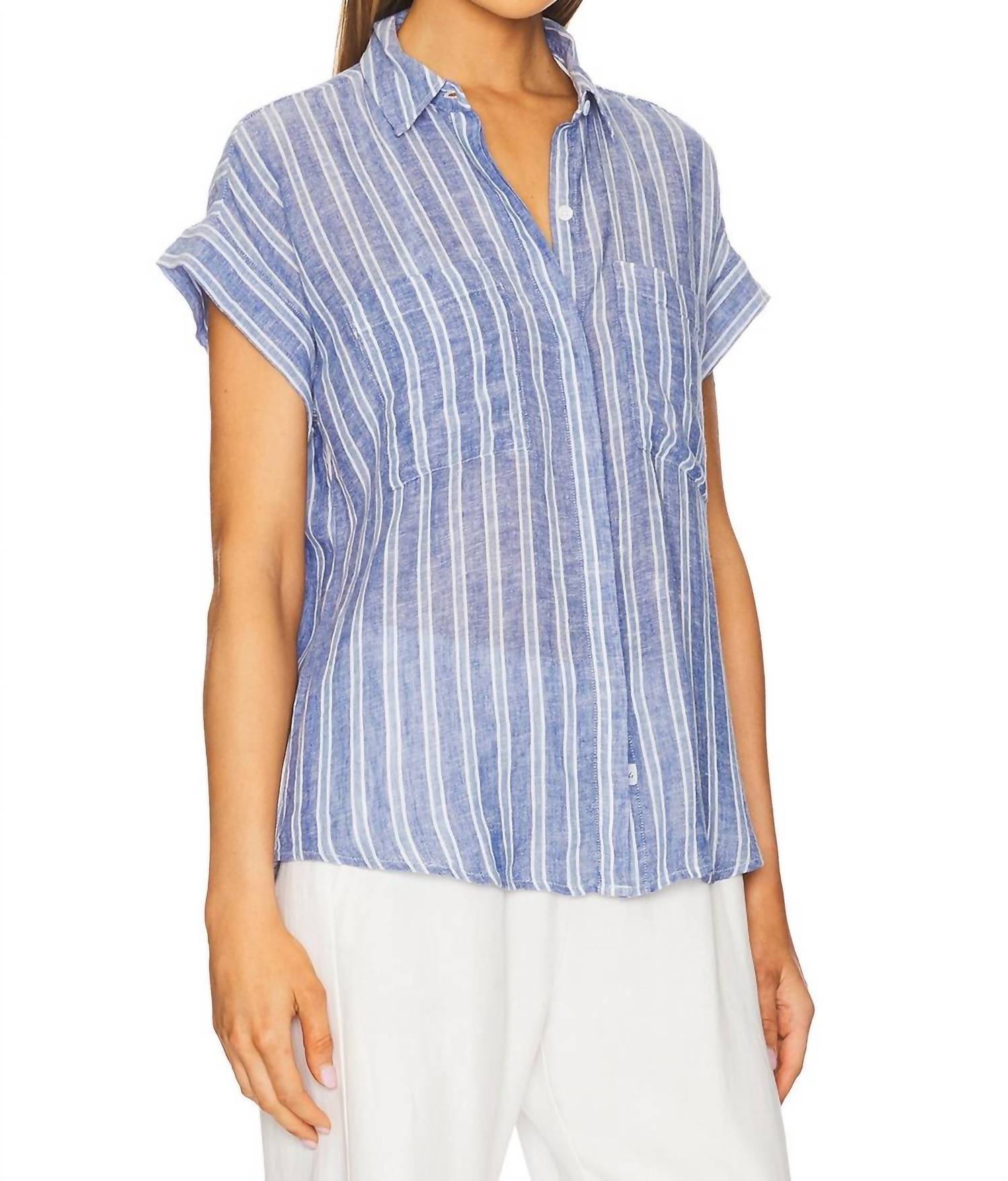 Rails - Linen Shirt With Cito Collar - blue - button - down - shirts - clothing