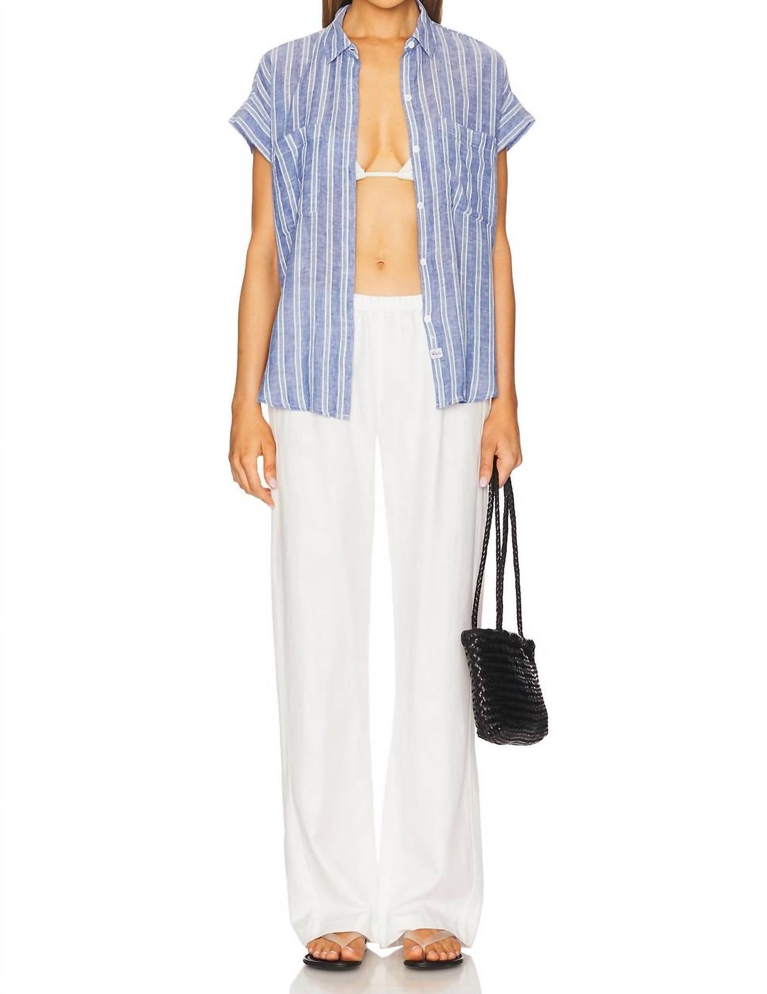 Rails - Linen Shirt With Cito Collar - blue - button - down - shirts - clothing