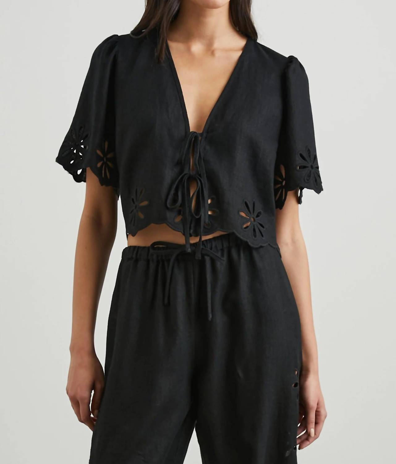 Rails - Pari Blouse - black - clothing - crop - tops
