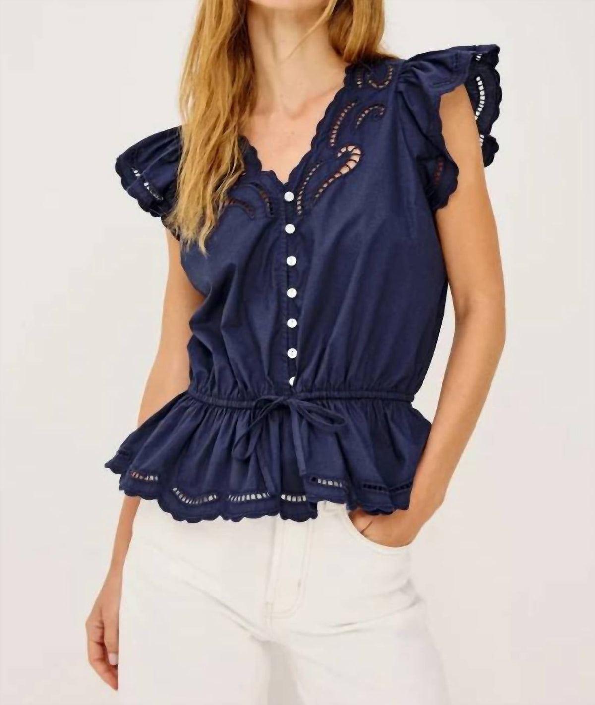 Rails - Sandi Top With Flutter Cap Sleeves