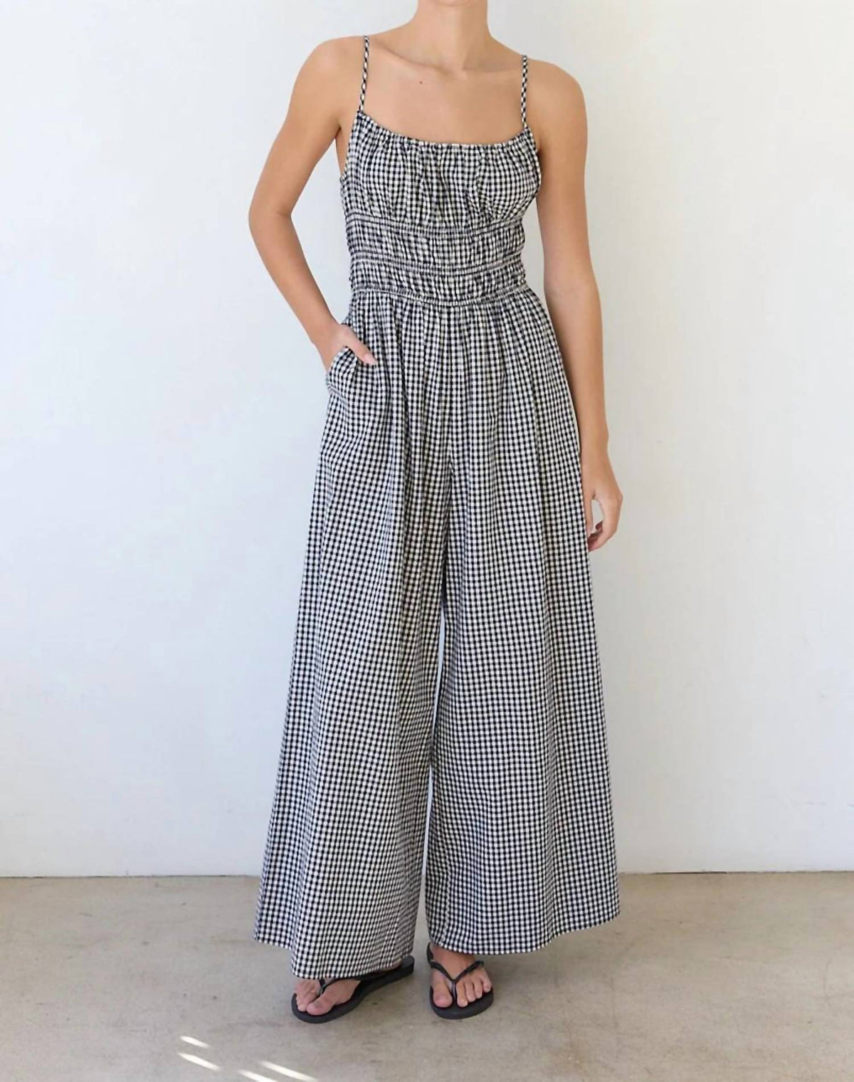 Raisonnel - Gingham Ruched Jumpsuit