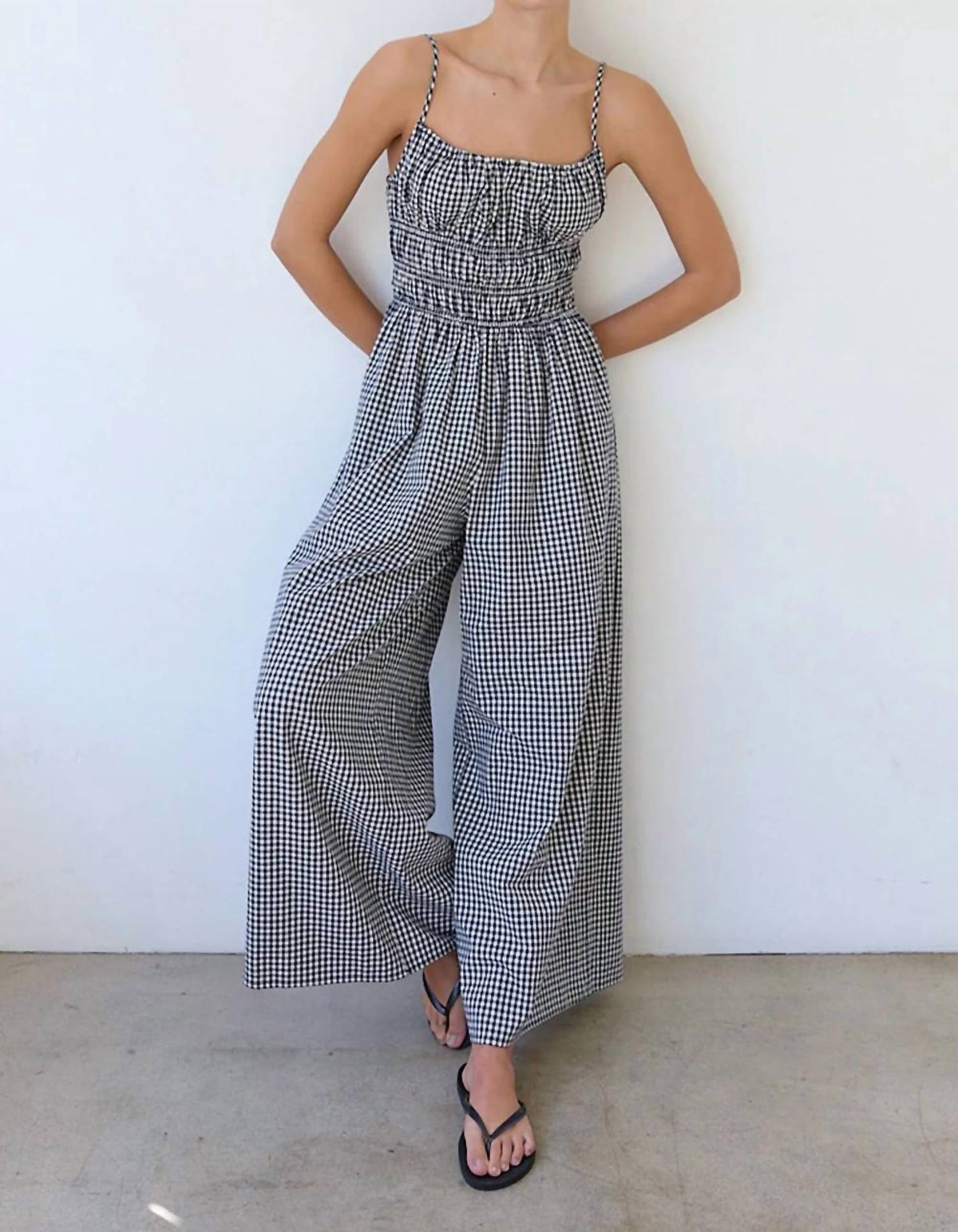 Raisonnel - Gingham Ruched Jumpsuit