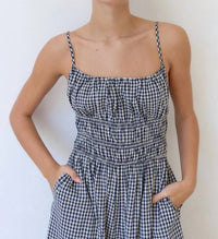 Raisonnel - Gingham Ruched Jumpsuit