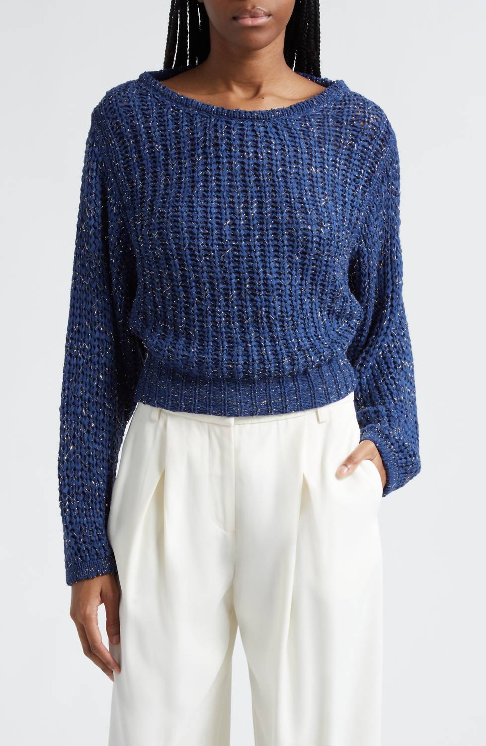 Ramy Brook - Clea Metallic Boat Neck Sweater
