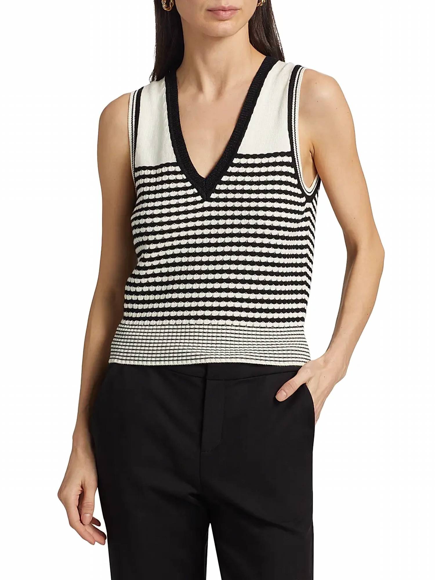 Ramy Brook - Elle Striped Cotton - blend Sleeveless Top - clothing - cotton - blend - stripe