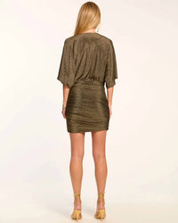 Ramy Brook - Rosana Sparkle Cowl Neck Mini Dress - clothing - dresses - gold