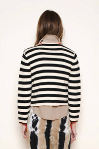 Raquel Allegra - Ferris Cardigan Stripe Cotton Cashmere Sweater - black - cardigans - clothing