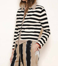 Raquel Allegra - Ferris Cardigan Stripe Cotton Cashmere Sweater - black - cardigans - clothing