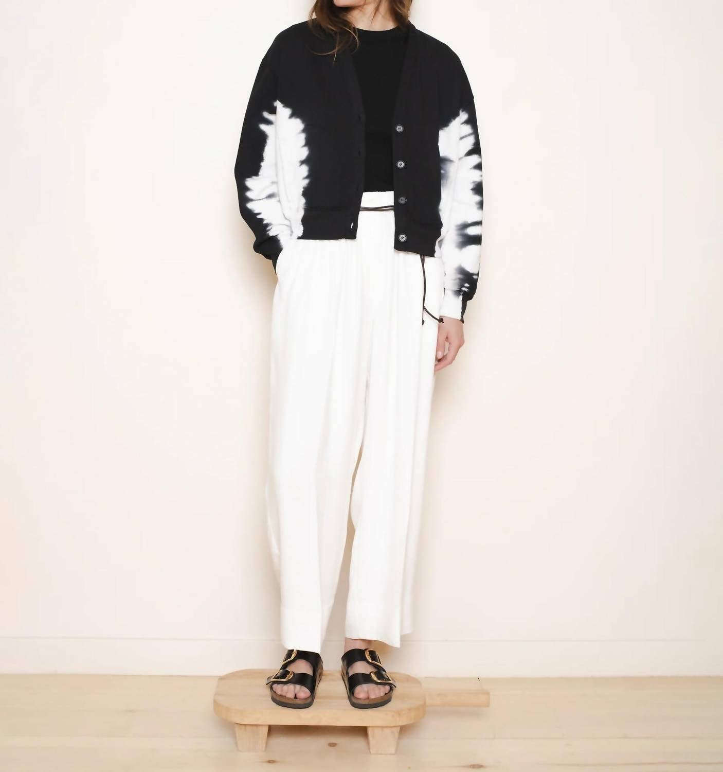 Raquel Allegra - Women's Cropped Jackie Cardigan - black - cardigans - clothing